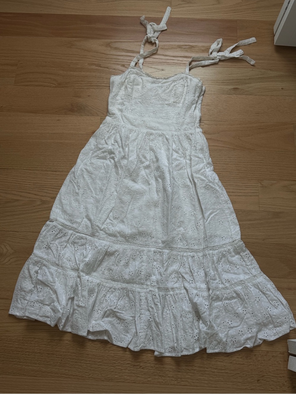 Lucky Brand White Eyelet Tie-Shoulder Sundress for Girls